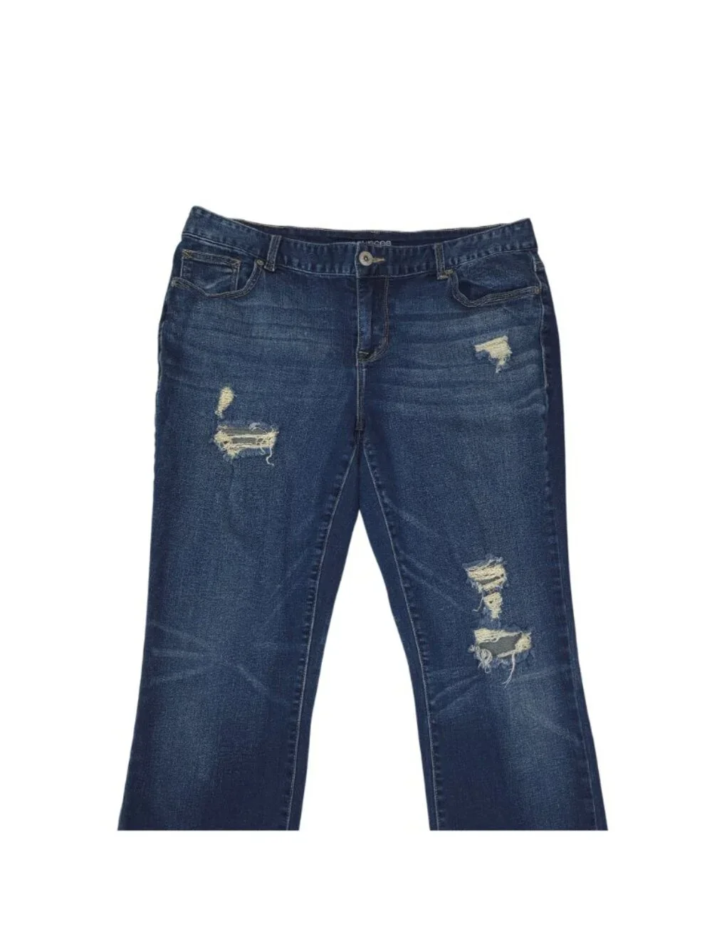 Maurices Distressed Dark Wash Straight-Leg Jeans Size 16 Regular Womens